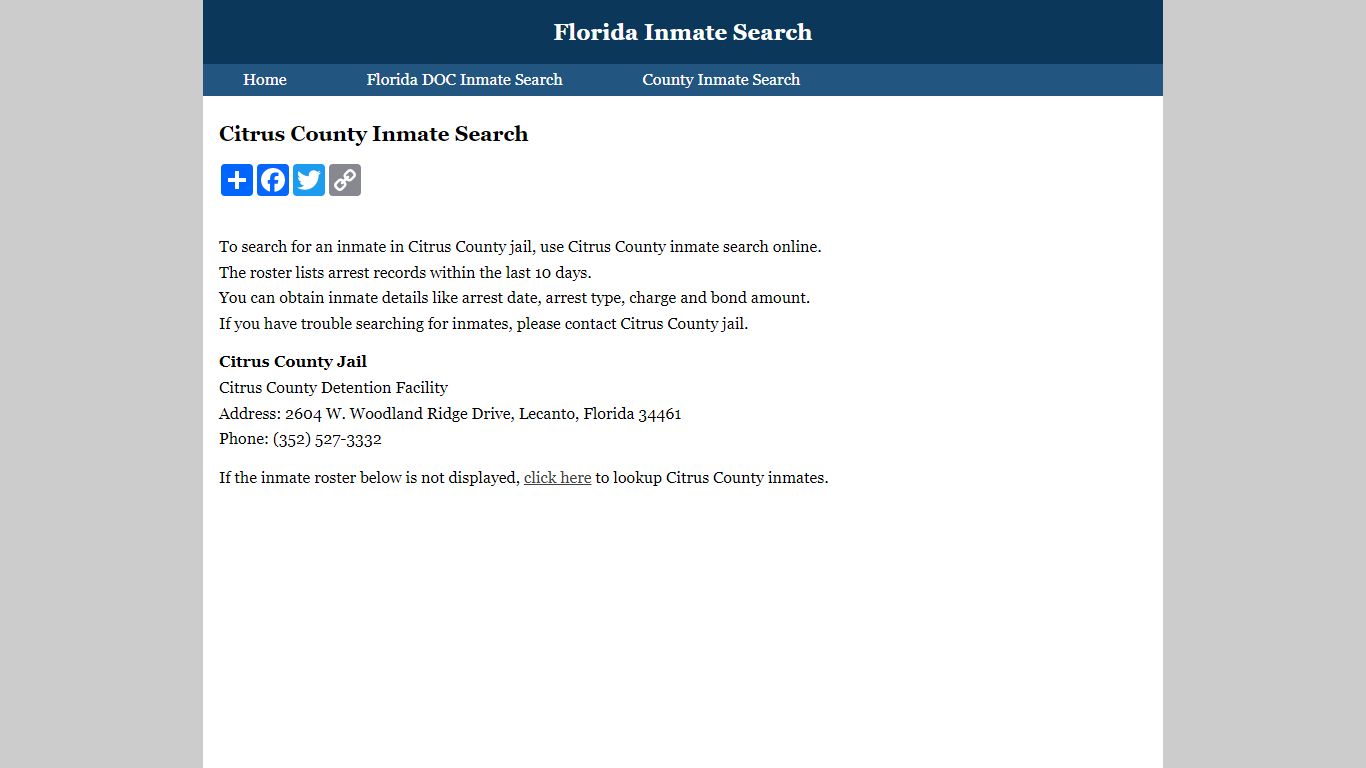Citrus County Inmate Search